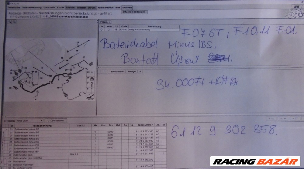 [GYÁRI BONTOTT, ÚJSZERŰ] BMW - AKKU KÁBEL MINUS IBS - 5-ÖS , 6-OS , 7-ES , X3 , X4 / F07 GT+LCI , F10+LCI , F11+LCI , F06 GRANCOUPÉ+LCI , F12+LCI , F13+LCI , F01+LCI ; F02+LCI ; F04 HYBRID , F25 , F26 5. kép